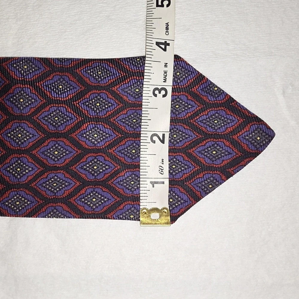 Polo By‎ Ralph Lauren Tie Mens Woven Handmade Geometric Diamond Purple Pattern
